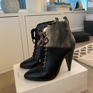 Betsey Johnson Black Leather Ankle Boots